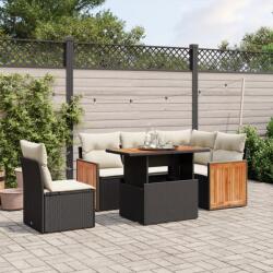 vidaXL 6 részes fekete polyrattan kerti ülőgarnitúra párnákkal (3273961)