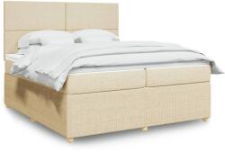 vidaXL krémszínű szövet rugós ágy matraccal 200 x 200 cm (3294461)