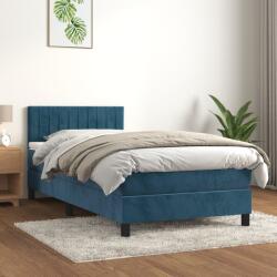 vidaXL sötétkék bársony rugós ágy matraccal 100 x 200 cm (3141411)
