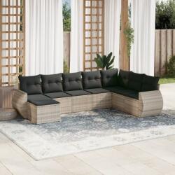 vidaXL 8 részes világosszürke polyrattan kerti ülőgarnitúra párnával (3254099) - vidaxl