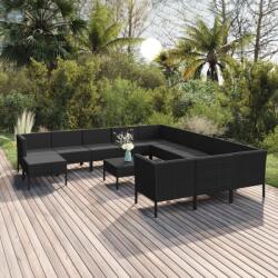 vidaXL 13 részes fekete polyrattan kerti ülőgarnitúra párnákkal (3094529)