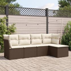 vidaXL 5 részes barna polyrattan kerti ülőgarnitúra párnával (3249402)
