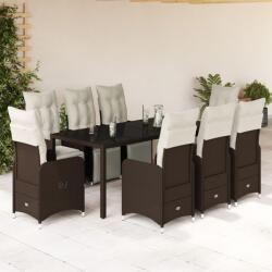 vidaXL 9 részes barna polyrattan kerti bisztrógarnitúra párnákkal (3277192)