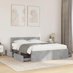 vidaXL betonszürke szerelt fa ágykeret fejtámlával 140x190 cm (3295593) - vidaxl