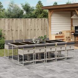 vidaXL 11 részes világosszürke polyrattan kerti ülőgarnitúra párnákkal (3278062)