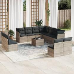 vidaXL 12 részes világosszürke polyrattan kerti ülőgarnitúra párnával (3217832)