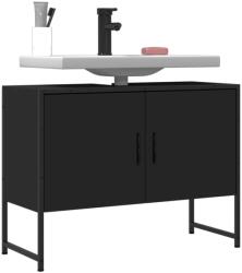 vidaXL fekete szerelt fa fürdőszobai mosdószekrény 80 x 33 x 60 cm (842461)