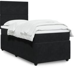 vidaXL fekete bársony rugós ágy matraccal 90x190 cm (3292210)