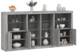vidaXL szürke sonoma színű tálalószekrény LED-ekkel 202 x 37 x 100 cm (3209189)