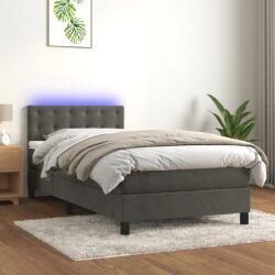 vidaXL sötétszürke bársony rugós és LED-es ágy matraccal 90x190 cm (3134616)