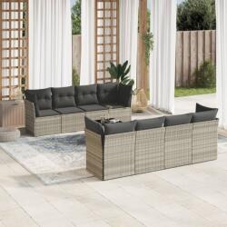 vidaXL 9 részes világosszürke polyrattan kerti ülőgarnitúra párnával (3249151) - vidaxl