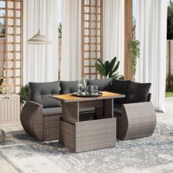 vidaXL 5 részes szürke polyrattan kerti ülőgarnitúra párnákkal (3272180)