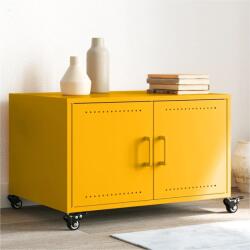 vidaXL mustársárga acél dohányzóasztal 68 x 50 x 43, 5 cm (846689) - vidaxl