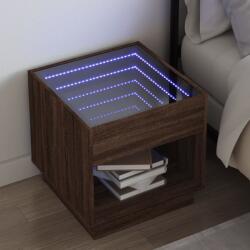 vidaXL barna tölgy végtelen hatású LED-es éjjeliszekrény 50x50x50 cm (3284090)