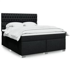 vidaXL fekete szövet rugós ágy matraccal 180 x 200 cm (3290576)