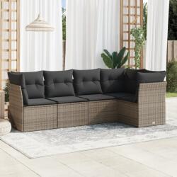 vidaXL 5 részes szürke polyrattan kerti ülőgarnitúra párnákkal (3249439)