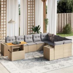 vidaXL 10 részes bézs polyrattan kerti ülőgarnitúra párnával (3272802)