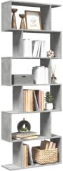 vidaXL 6 szintes betonszürke fa térelválasztó könyvespolc 70x24x193 cm (858087) - vidaxl