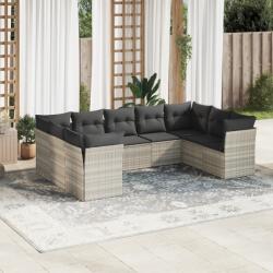 vidaXL 9 részes világosszürke polyrattan kerti ülőgarnitúra párnával (3249971)