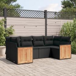 vidaXL 6 részes fekete polyrattan kerti ülőgarnitúra párnákkal (3227938)