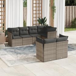 vidaXL 7 részes szürke polyrattan kerti ülőgarnitúra párnákkal (3249739)