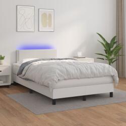 vidaXL fehér műbőr rugós ágy matraccal és LED-del 120x200 cm (3134154)