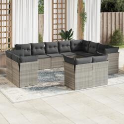 vidaXL 12 részes világosszürke polyrattan kerti ülőgarnitúra párnával (3218532)