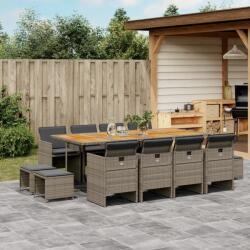 vidaXL 13 részes szürke polyrattan kerti ülőgarnitúra párnákkal (3210626)