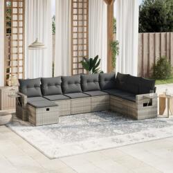 vidaXL 8 részes világosszürke polyrattan kerti ülőgarnitúra párnával (3263898)