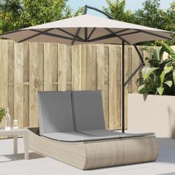 vidaXL bézs polyrattan dupla napozóágy párnával (368093) - vidaxl