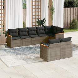 vidaXL 8 részes szürke polyrattan kerti ülőgarnitúra párnákkal (3226151)