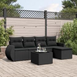 vidaXL 6 részes fekete polyrattan kerti ülőgarnitúra párnákkal (3253632)