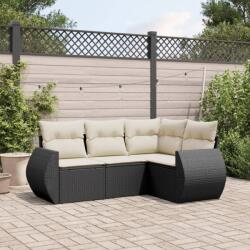 vidaXL 4 részes fekete polyrattan kerti ülőgarnitúra párnákkal (3221305) - vidaxl