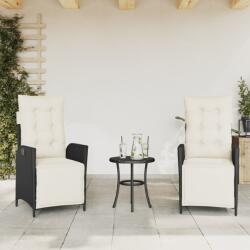 vidaXL 2 db fekete polyrattan dönthető kerti szék lábtartóval (365288)