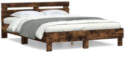 vidaXL füstös tölgy színű szerelt fa ágykeret fejtámlával 150x200 cm (3207417)