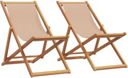 vidaXL 2 db tópszínű szövet és tömör fa összecsukható strandszék (3214499)