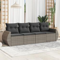 vidaXL 4 részes szürke polyrattan kerti ülőgarnitúra párnákkal (3253417)