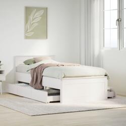 vidaXL fehér tömör fenyőfa ágy matrac nélkül fejtámlával 100 x 200 cm (3308772)