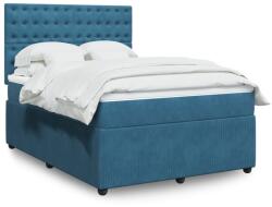 vidaXL sötétkék bársony rugós ágy matraccal 140x200 cm (3292374) - vidaxl
