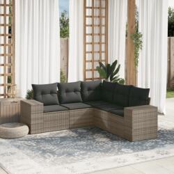 vidaXL 5 részes szürke polyrattan kerti ülőgarnitúra párnákkal (3222549)