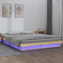 vidaXL kis kétszemélyes tömör fa LED-es ágykeret 120 x 190 cm (820007) - vidaxl