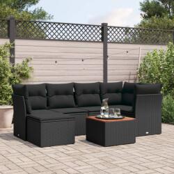 vidaXL 7 részes fekete polyrattan kerti ülőgarnitúra párnával (3223745)