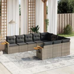 vidaXL 10 részes szürke polyrattan kerti ülőgarnitúra párnákkal (3227180)