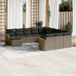 vidaXL 12 részes szürke polyrattan kerti ülőgarnitúra párnákkal (3226585)