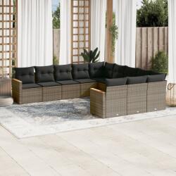 vidaXL 11 részes szürke polyrattan kerti ülőgarnitúra párnákkal (3258833)