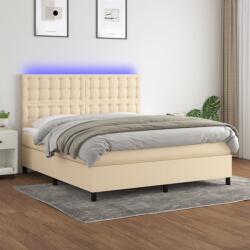 vidaXL krémszínű szövet rugós és LED-es ágy matraccal 180 x 200 cm (3135218)