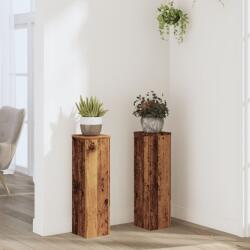vidaXL 2 db antik fa színű szerelt fa növénytartó állvány 17x17x60 cm (852940) - vidaxl