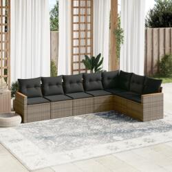 vidaXL 7 részes szürke polyrattan kerti ülőgarnitúra párnákkal (3226032)