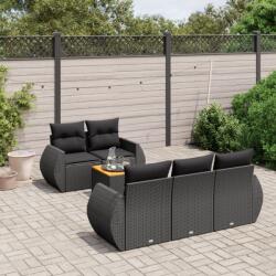 vidaXL 6 részes fekete polyrattan kerti ülőgarnitúra párnákkal (3224886)