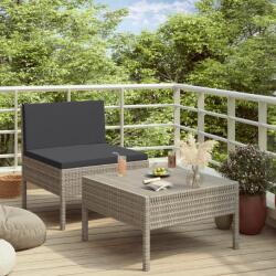 vidaXL 2-részes szürke polyrattan kerti bútorszett párnákkal (310200)